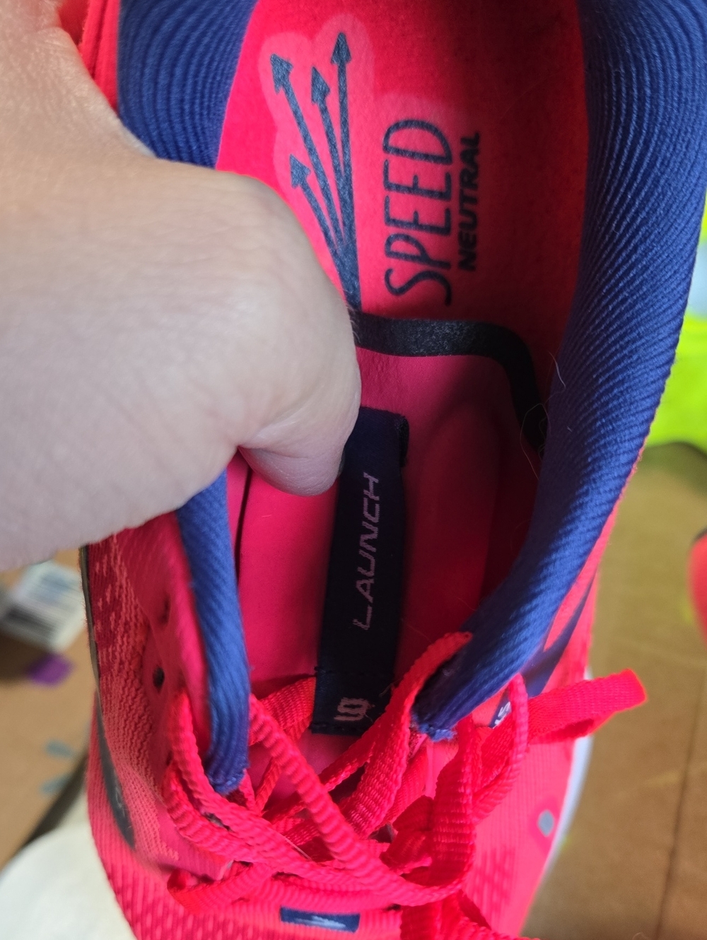Brooks Launch 9 Neon Pink and Navy Running Sneakers - Picture 8 of 8